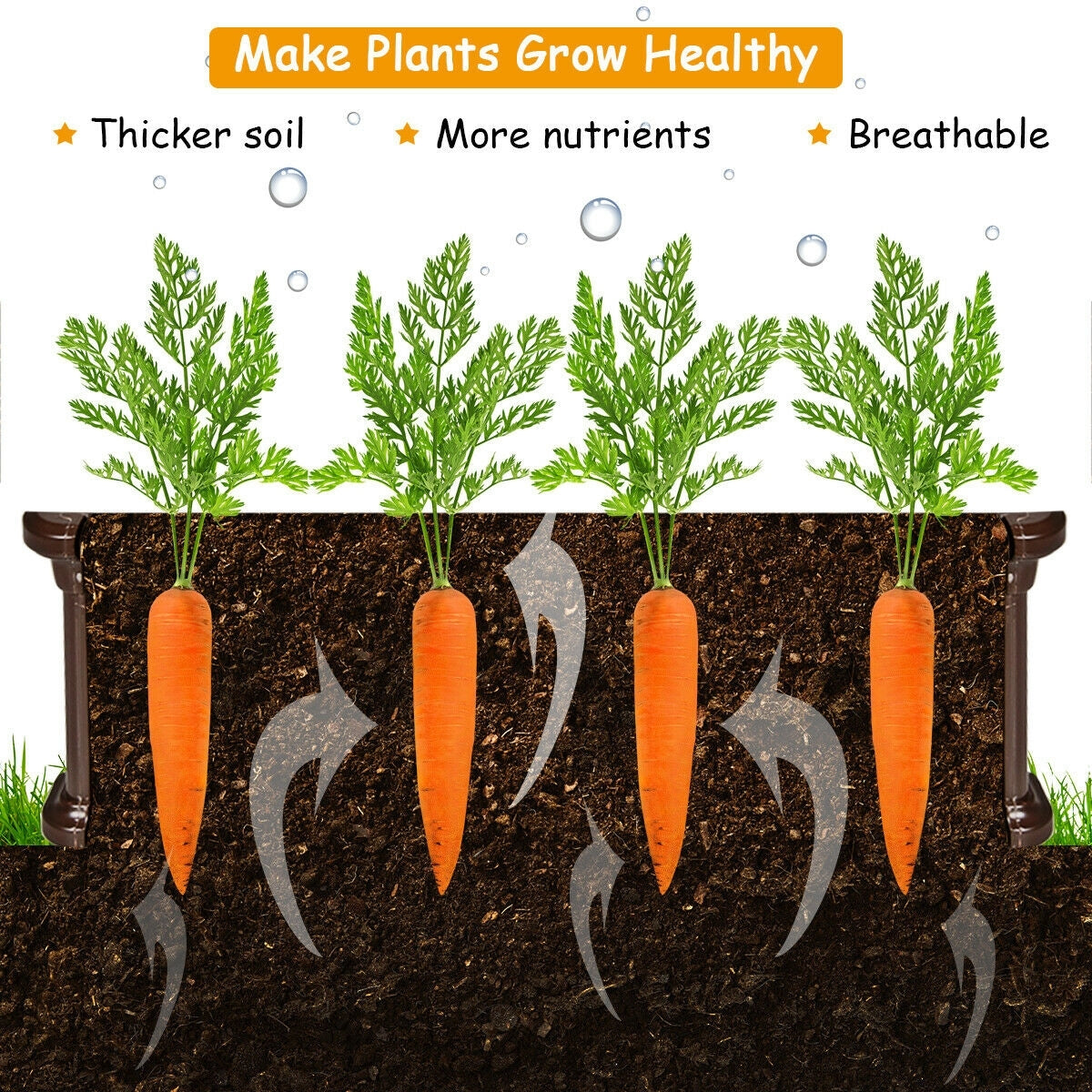 48 Inch Raised Garden Bed Planter for Flower Vegetables Patio