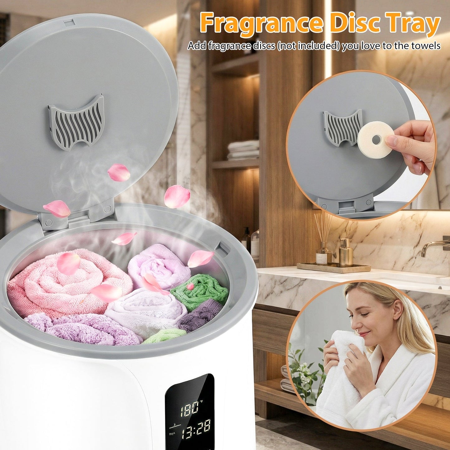 20 L Large Blanket Towel Warmer for Bathroom with 3 Heat Levels-White