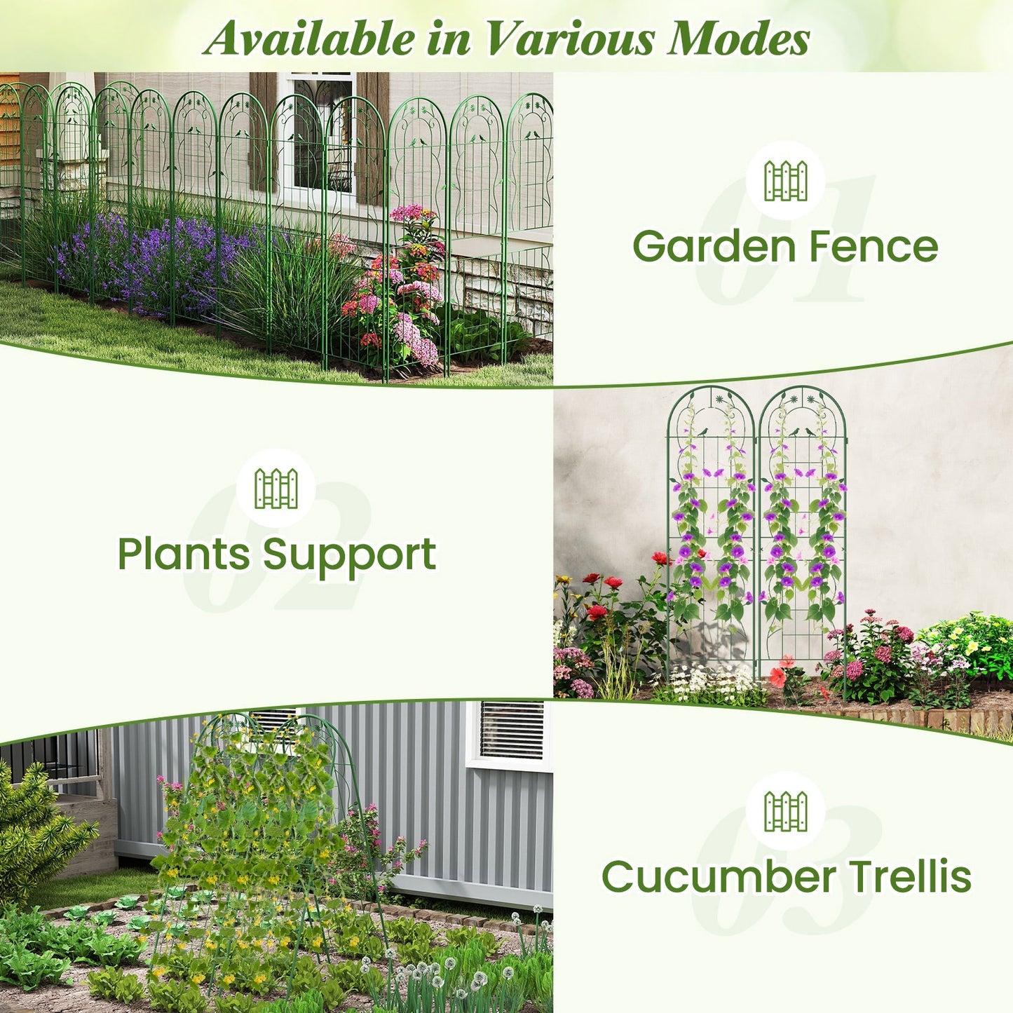 2 Pack 71 x 20 Inch Metal Garden Trellis Rustproof Plant Support for Climbing Plants