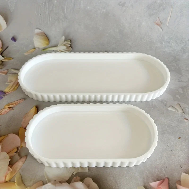 2pcs Bathroom Vanity Tray, 19.81cm And 29.97cm Marble Pattern Bathroom Trays For Counter, Perfume Key Trinket Ring Tray, Countertop Vanity Tray For Kitchen