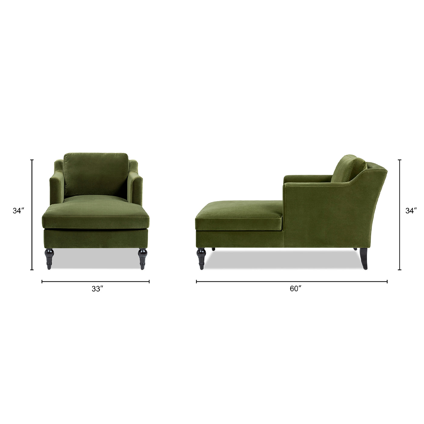Josephine 60" Upholstered Chaise Lounge, Olive