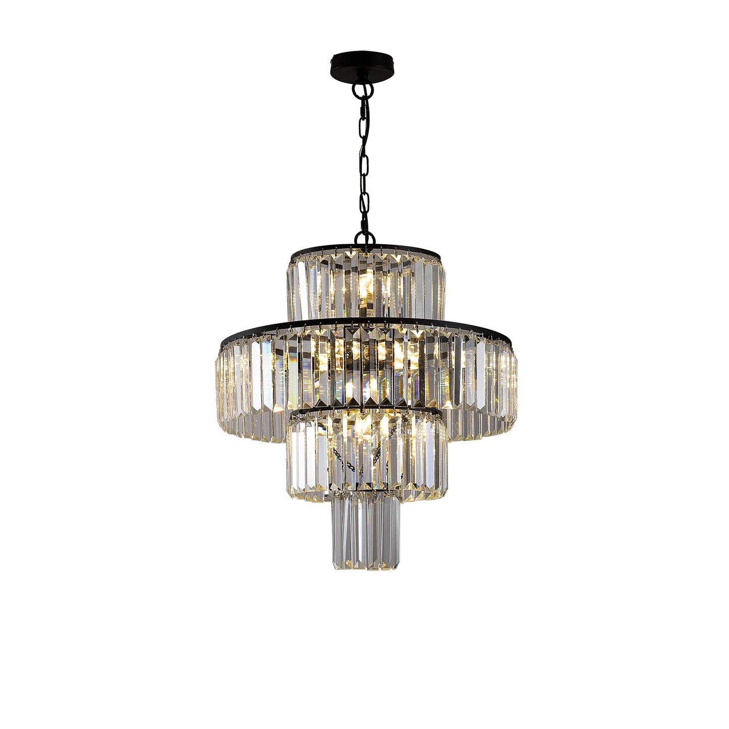 Black Luxury Crystal Chandelier Modern Chandeliers Lights Fixture Hanging Pendant Light Fixture for Dining Room Bedroom