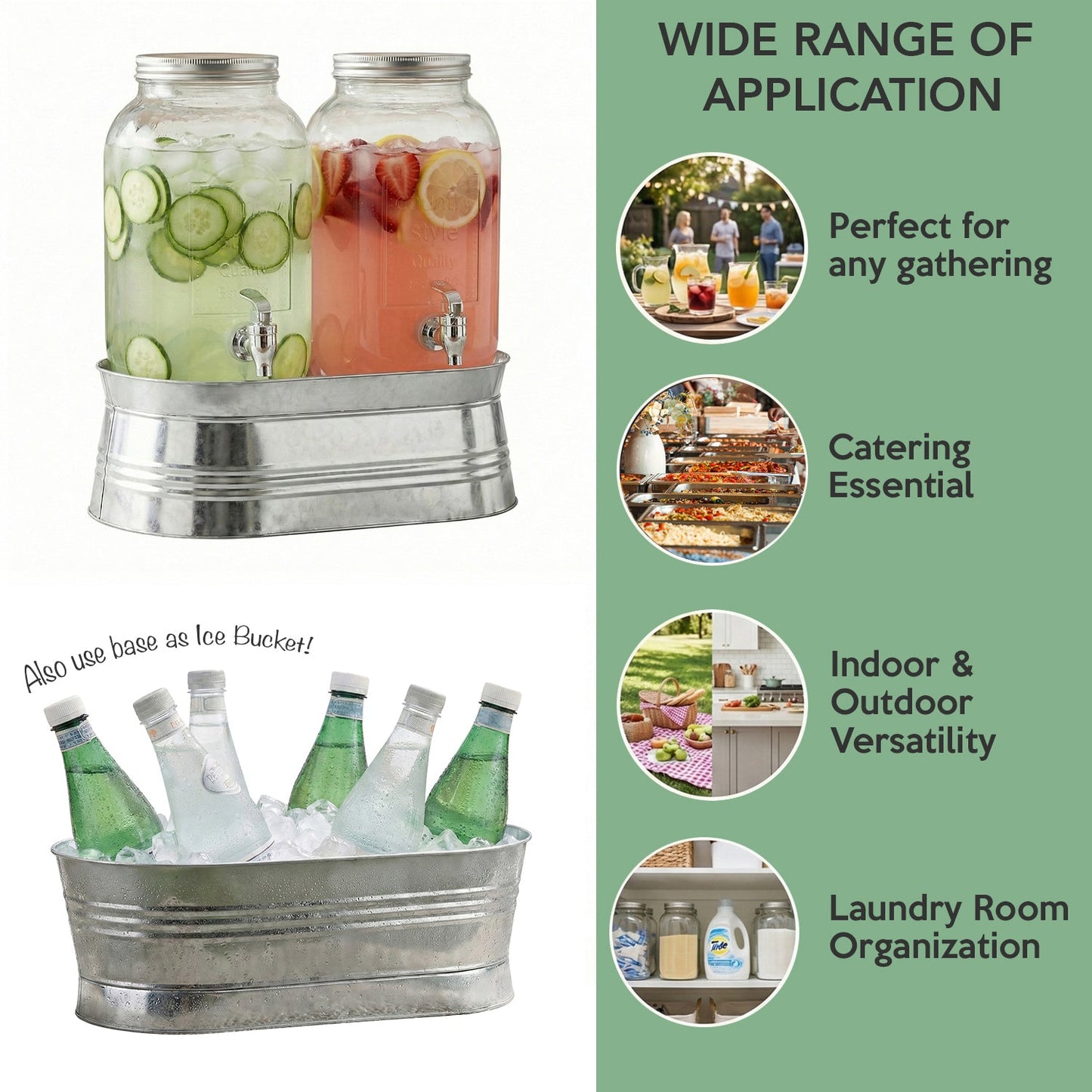 Classic Farmhouse 2-Piece Set Beverage Dispensers 1 Gal Each