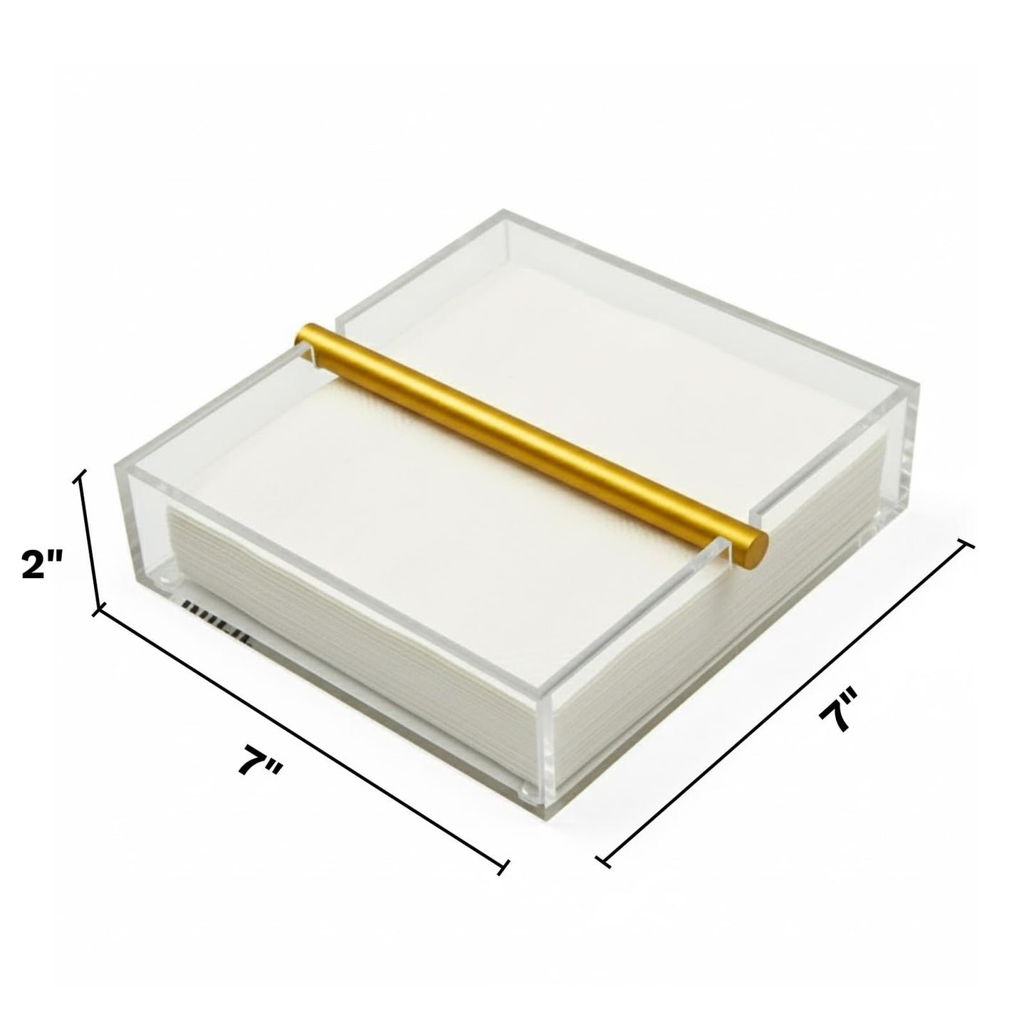 Clear & Gold Napkin Holder – 7"x 7" Square Design | Modern Table Decor