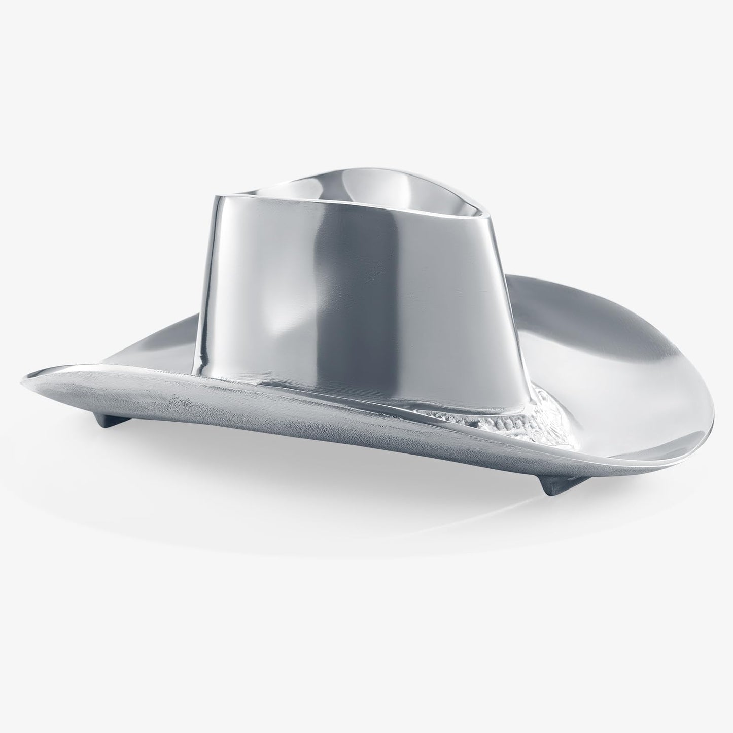 Cowboy Hat Chip and Dip Serving Bowl Silver Brass Snack