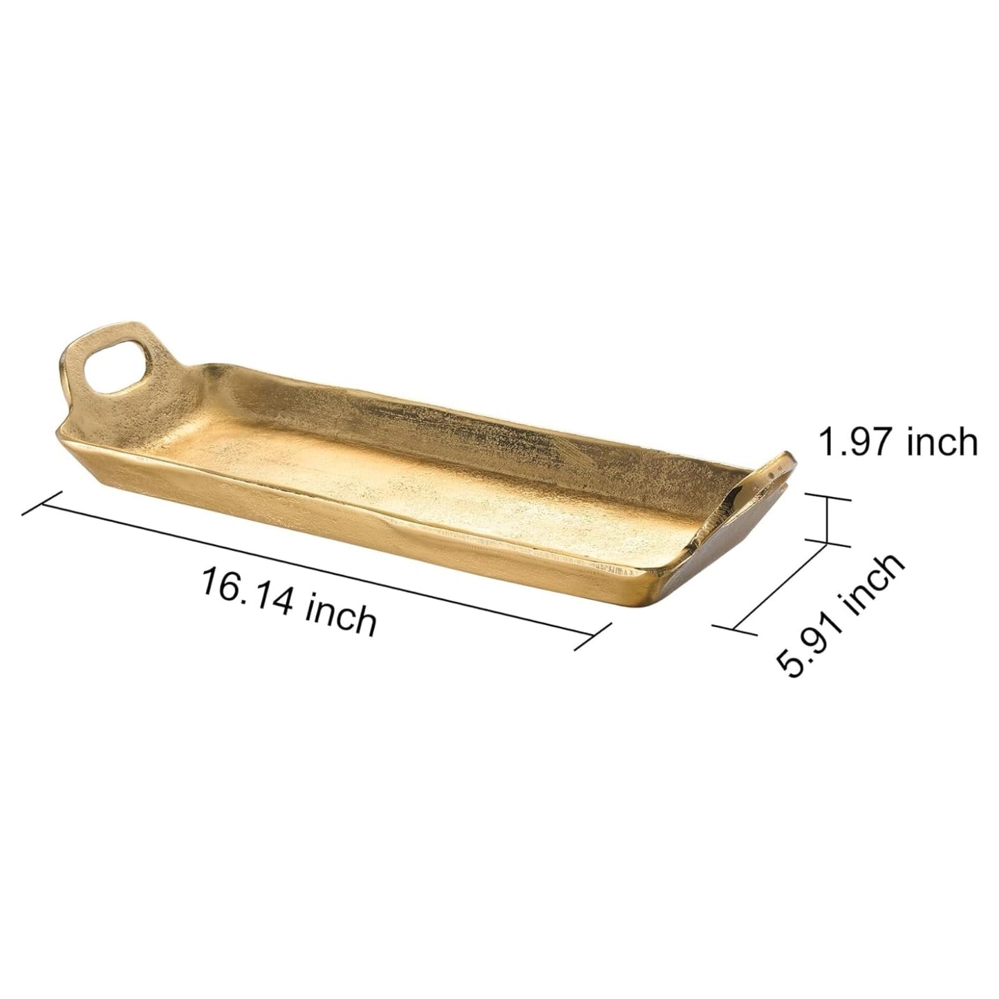 Small Decorative Serving Tray, Single Piece, Gold Aluminum Display Organizer