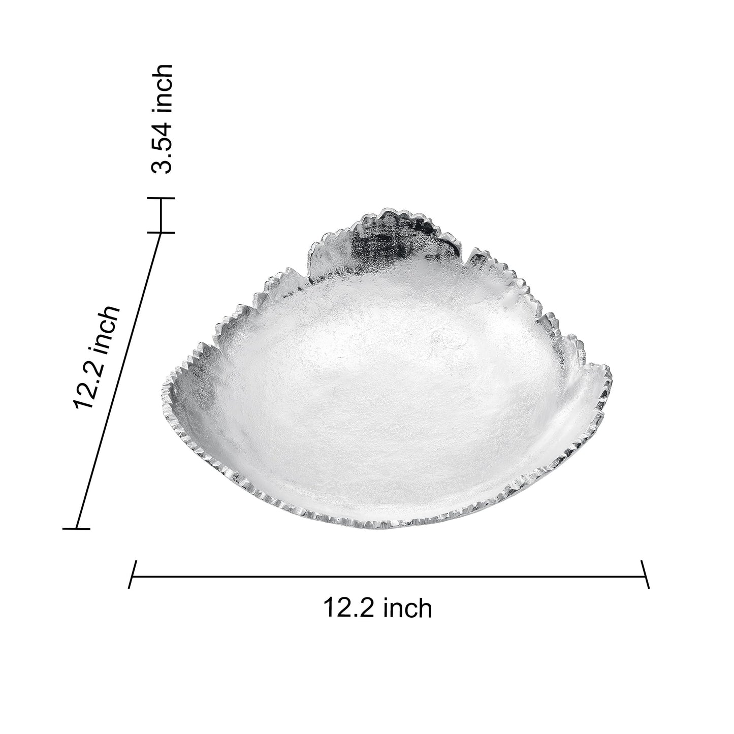 Silver Platter Bowl – Modern Aluminum Decorative Centerpiece with Textured Metallic Finish