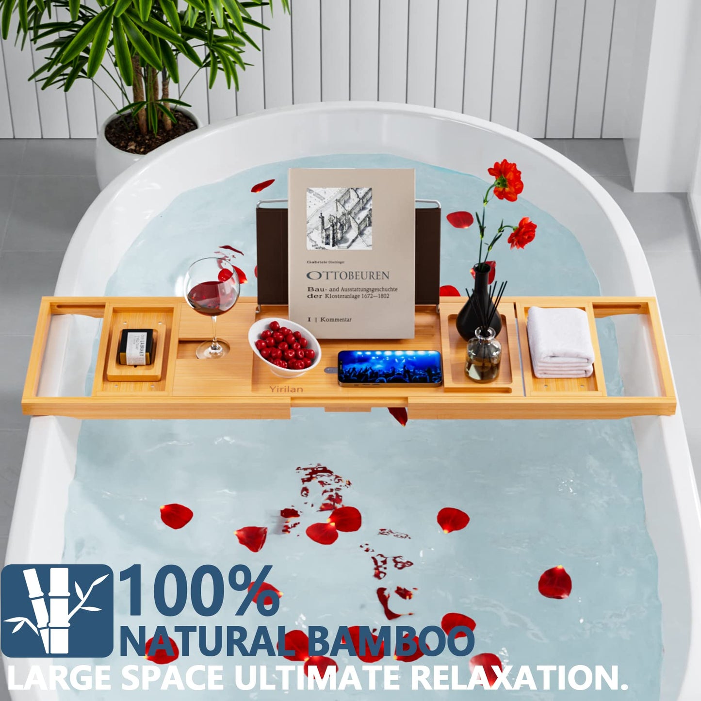 Premium Bathtub Tray Caddy - Expandable Bath Tray - Unique House Warming Gifts