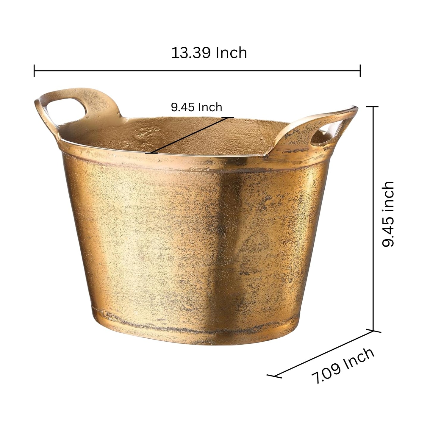Solid Bronze Gold 12-Quart Double-Walled Insulated Ice Bucket & Champagne Cooler (13.4" x 9.45")