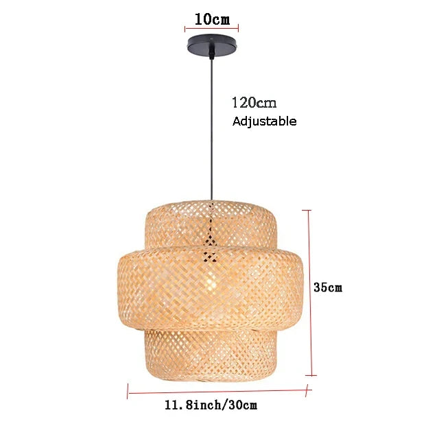 Modern 30cm E27 Bamboo Pendant Light Hand Woven Bamboo Art Chandelier Dining Room Lantern Chandelier Bedroom Dining Room Lamp