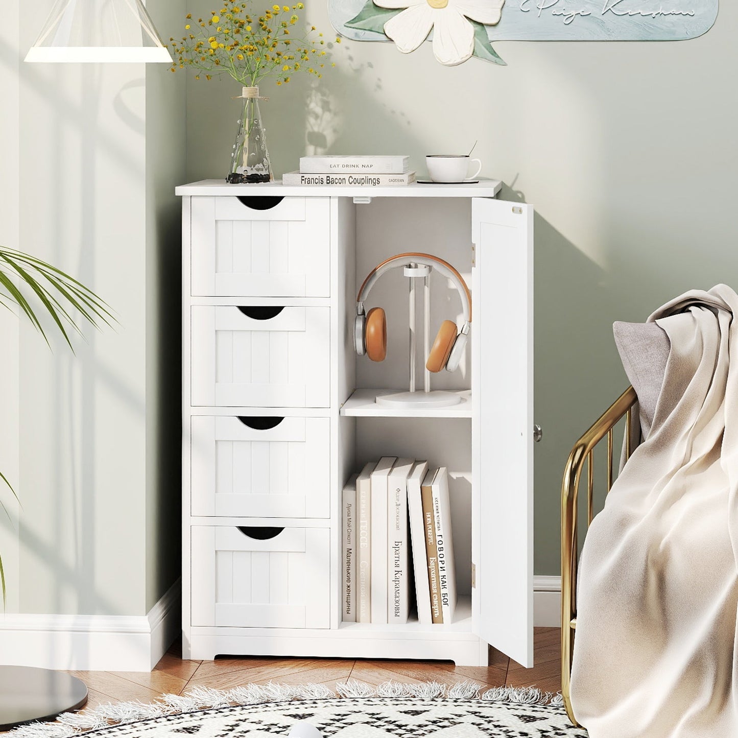 Costway 72 Inches Free Standing Tall Floor Bathroom Storage Cabinet