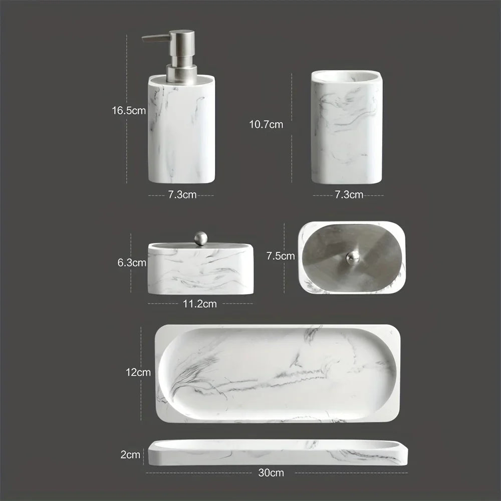Bathroom Set - Marble White Four-Piece