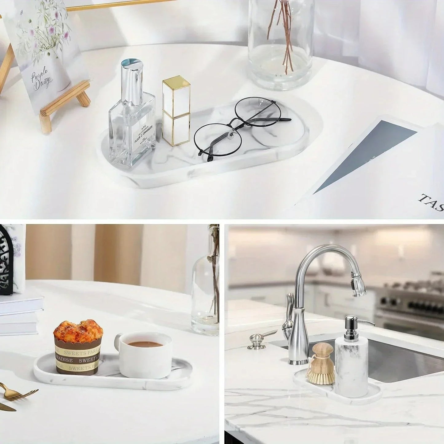 Bathroom Tray - Marble Pattern 25.4cm