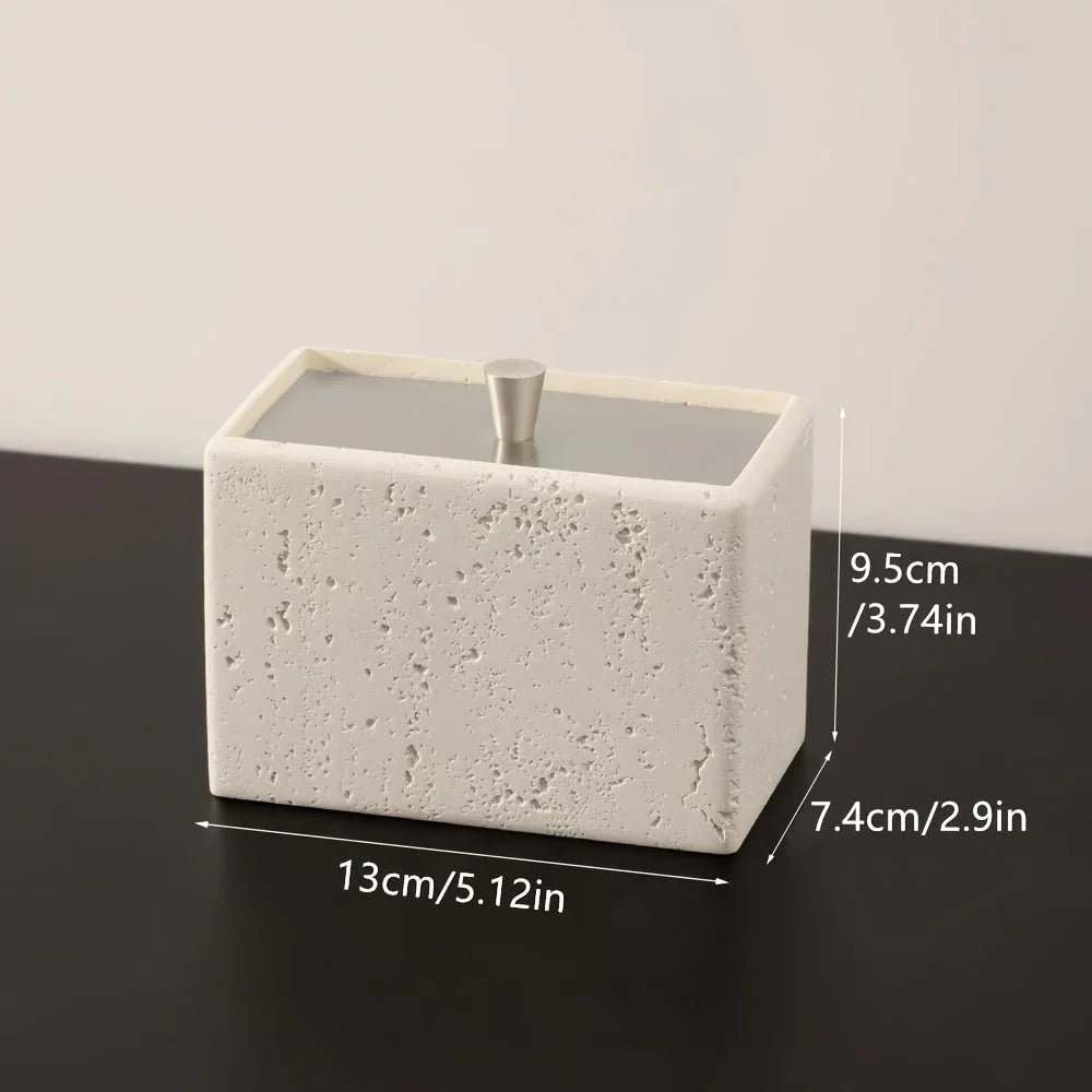 Resin Bathroom Containers with Lids Bathroom Organizer Storage Swabs Can Dental floss Can q-tip Storage Toothpick Holder Bathroom Canister Vanity Storage Jars Organizer for Swabs,Bath Salts Makeup Sponges Bath salt tank, Cani