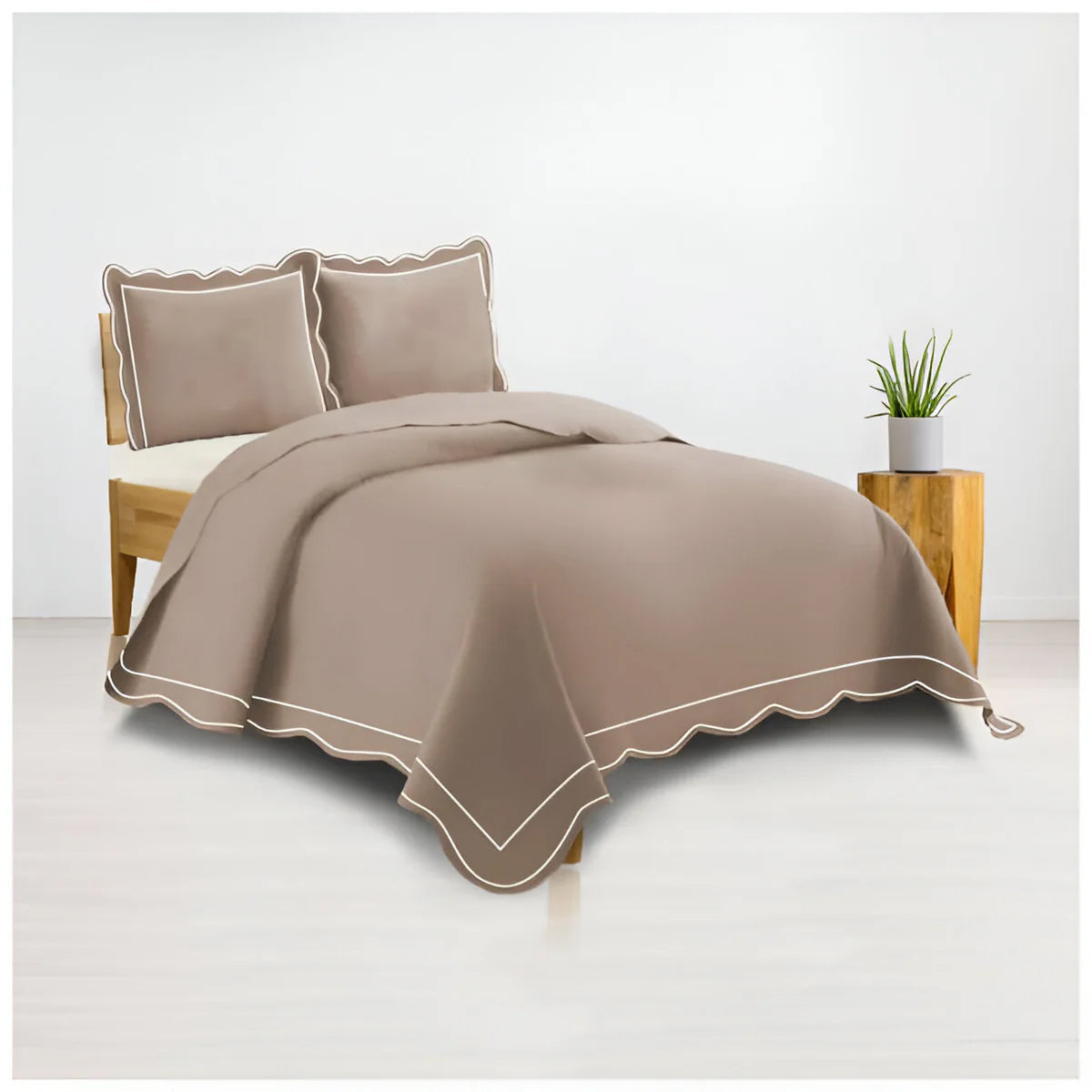 400TC Luxurious Wavy Embroidery & Border Cotton Sateen Duvet Cover Set