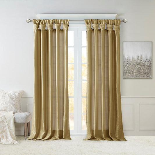 Twist Tab Lined Window Curtain Panel - Bronze