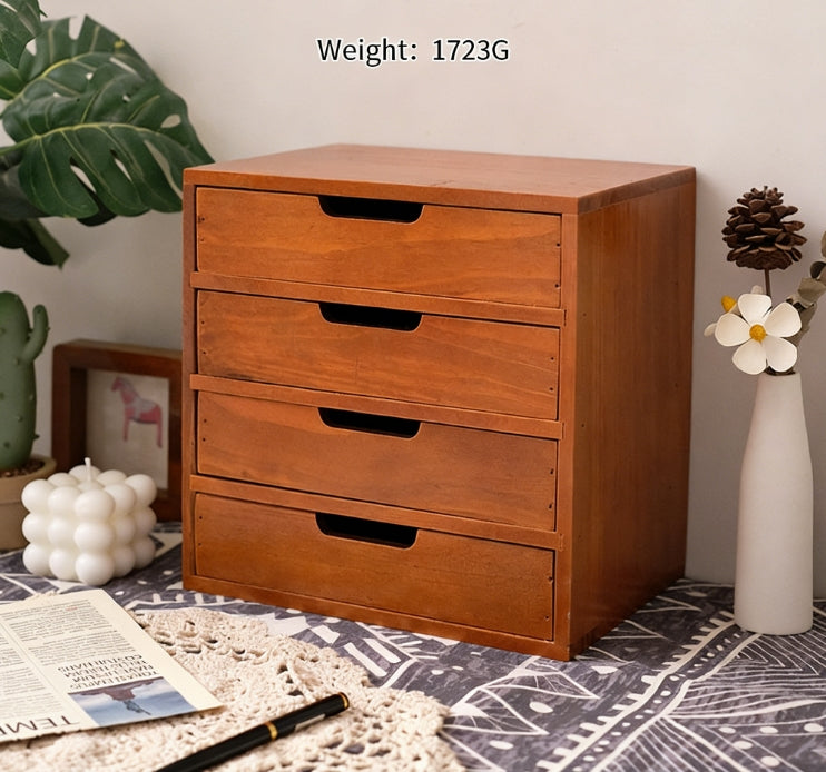 Three-layer Storage Cabinet, Small Wooden Cosmetic Organizer Box, Display Screen Riser