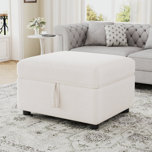 Movable Storage Ottoman - 26.6" Chenille Footrest