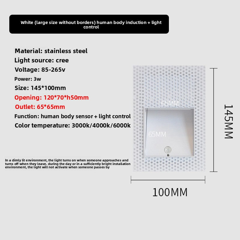 Frameless Step Light with Human Sensor