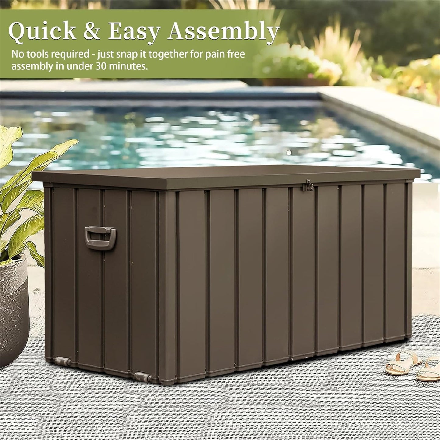 200 Gallon Outdoor Storage Deck Box Waterproof, Large Patio Storage Bin