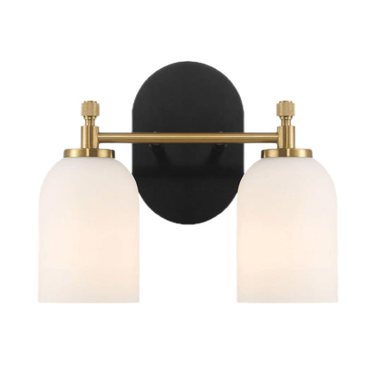 Vortex - 2 Lights Vanity In Style For Over Bathroom Mirror Wall Sconce - Black / Gold / White