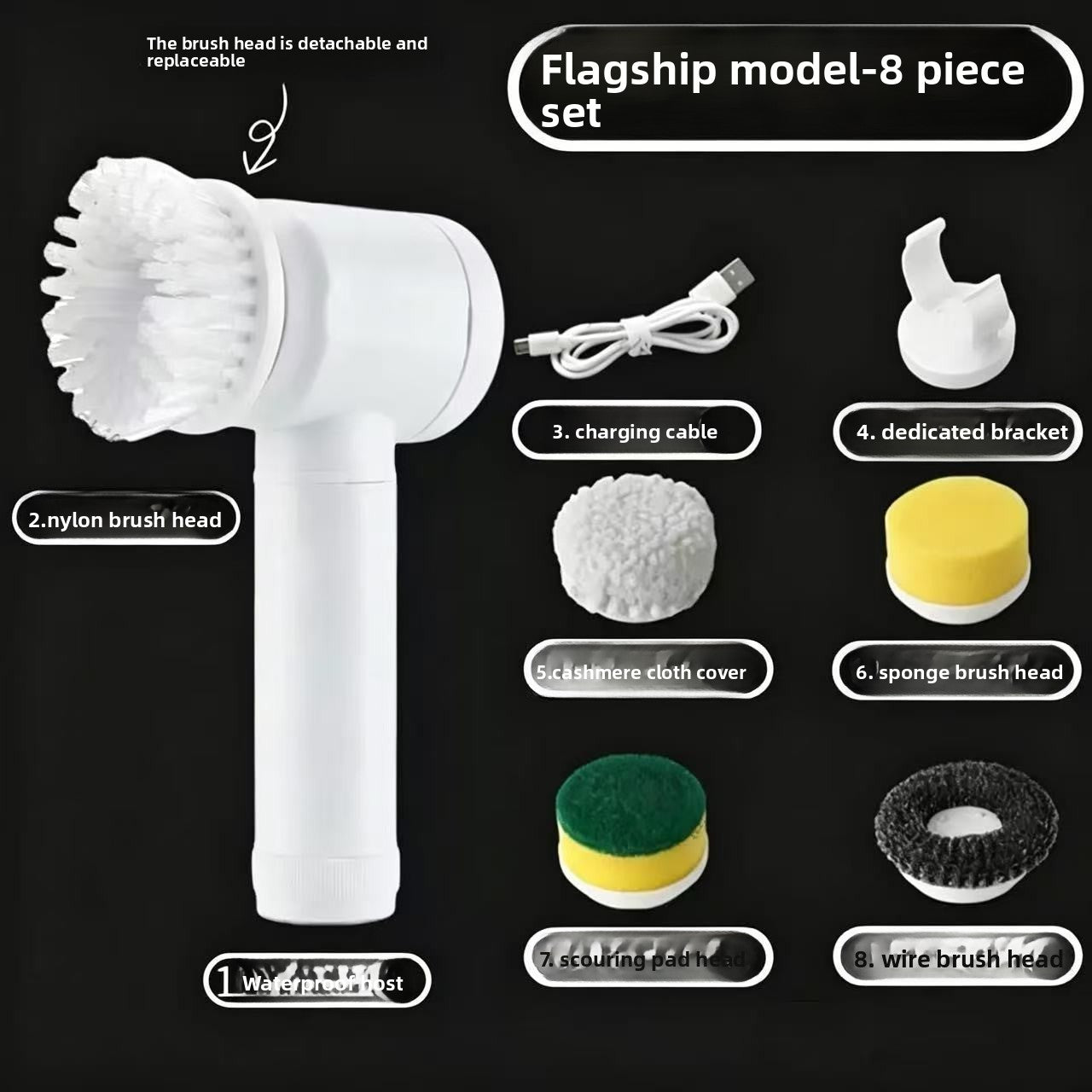 Multi-Functional Handheld Wireless Electric Cleaning Brush
