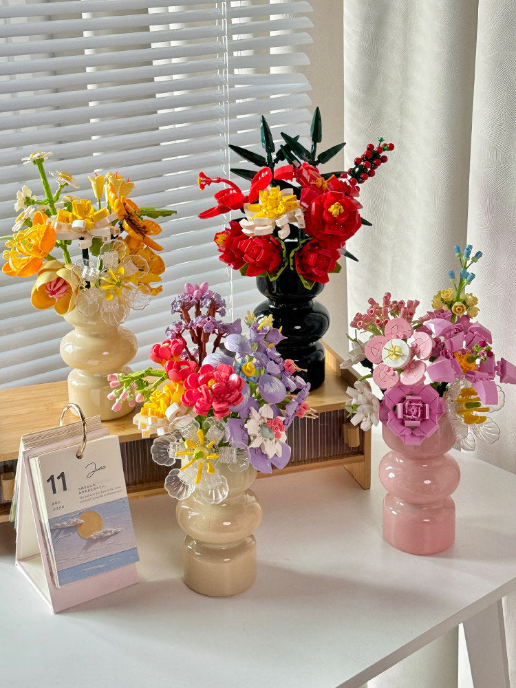Eternal Flower Building Blocks Set with Vase