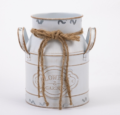 European straight decorative iron bucket-white-1 piece