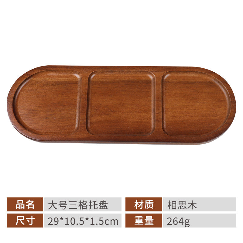 Acacia Wood Tray Japanese-Style Tea Tray Household Solid Wood Dinner Plate Rectangular Coaster Wooden Tray Coffee Shop Cake Candy