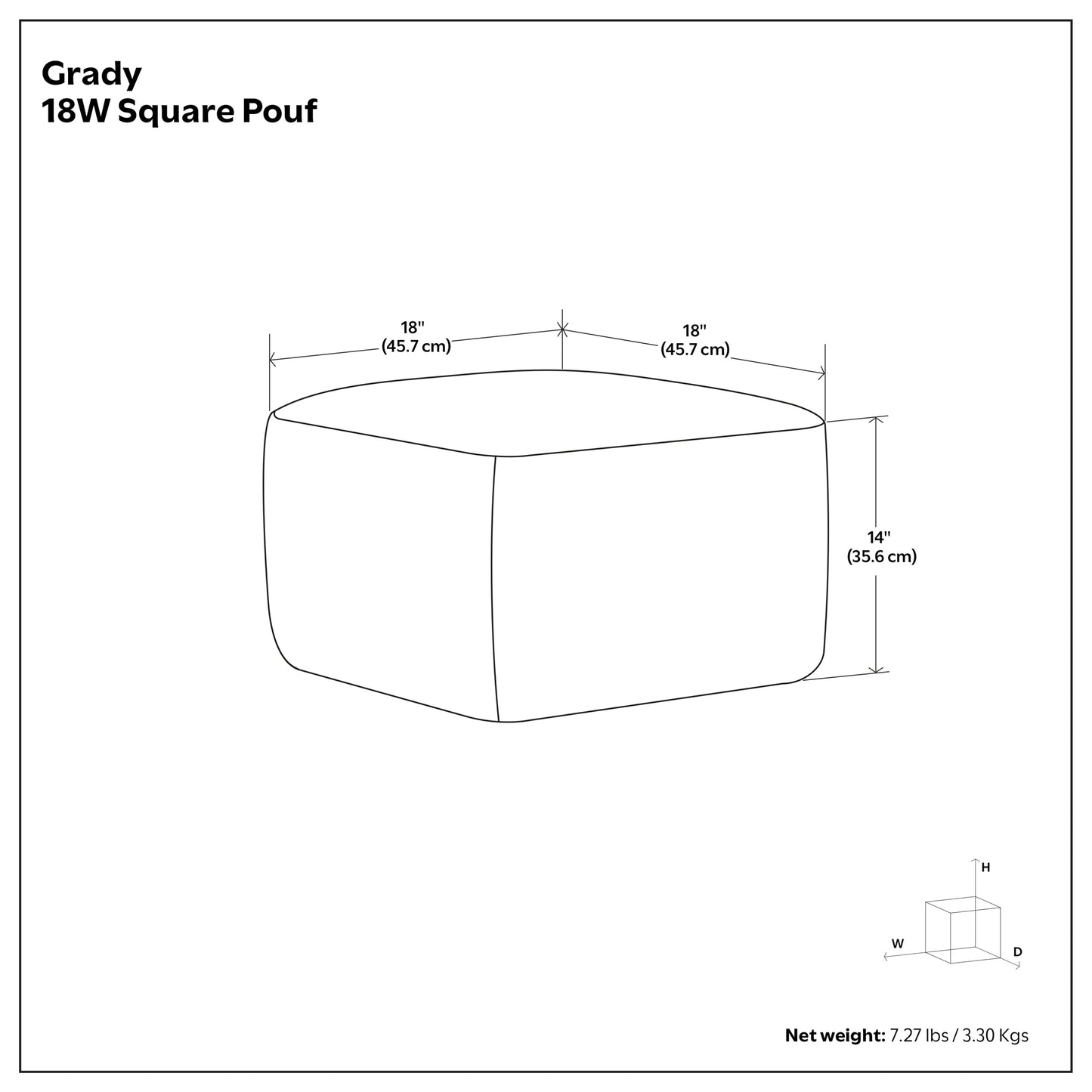 Grady 18 Inch Wide Square Pouf