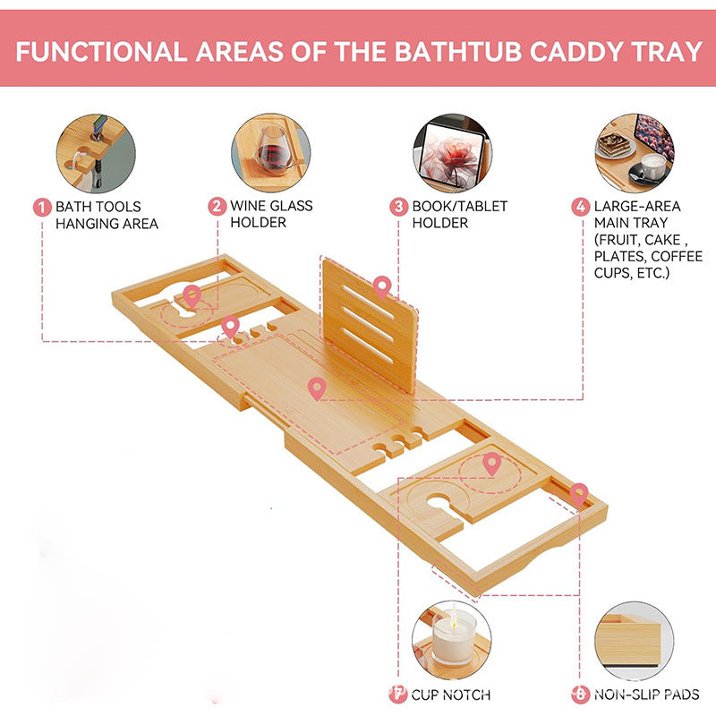 Assembly of the adjustable anti-slip bathroom bathtub shelf