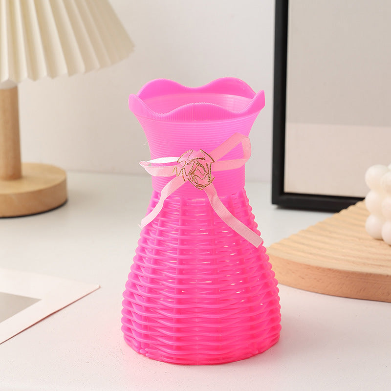 Pineapple-textured jute rope plastic vase