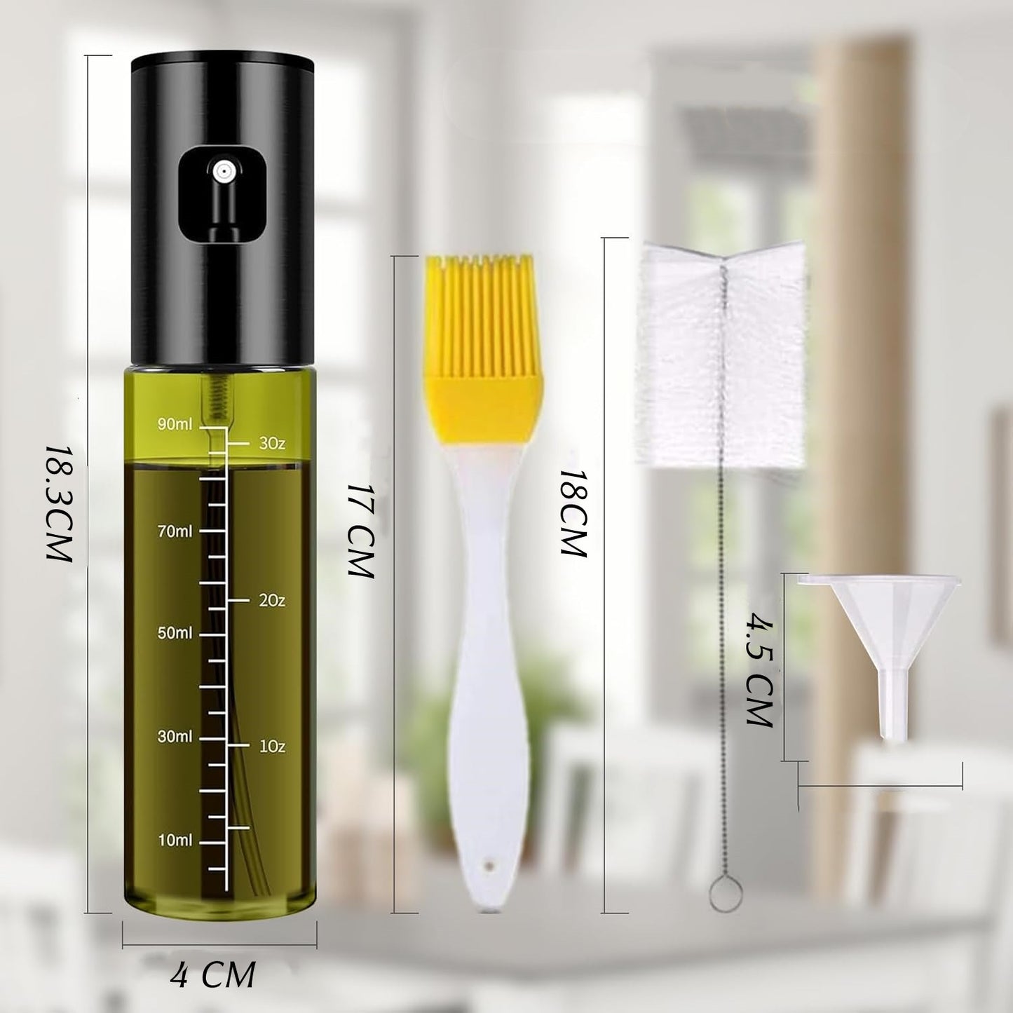Stainless Steel Glass Oil Spray Bottle with Atomizing Nozzle