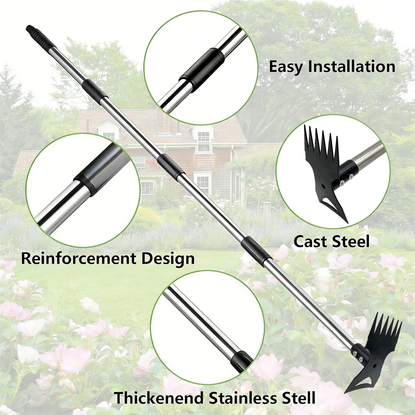 All-Steel Dual-Purpose Hoe, Weeding Shovel, Household Garden Pointed Rake, Dual-Purpose Small Hoe, Multi-Functional Hoe