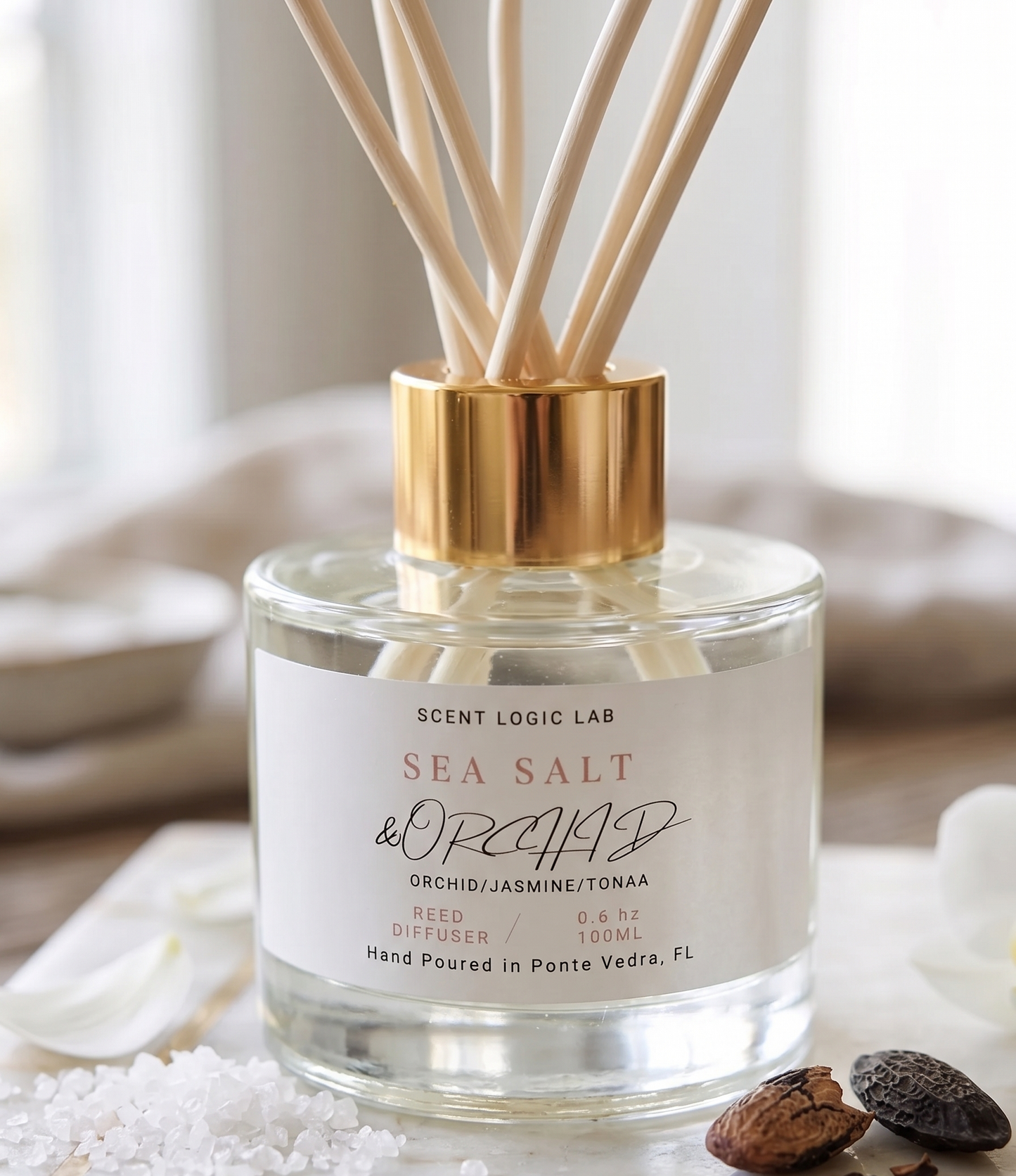 Sea Salt and Orchid Reed Diffuser – 100ml & 200ml | Hand-Poured Aroma for Home or Office
