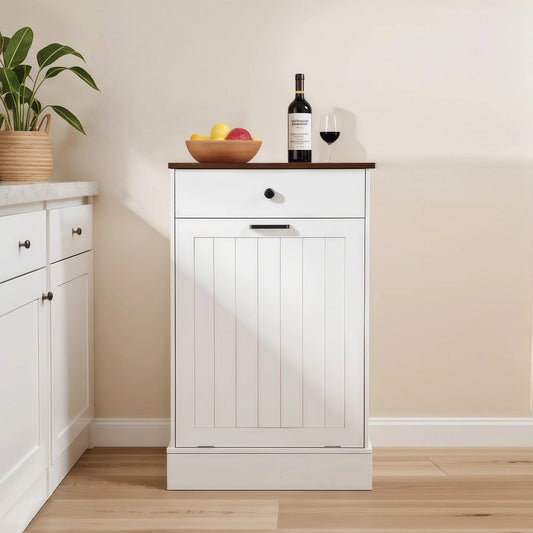 Tilt Out Trash Can Cabinet - Hidden Wooden Design