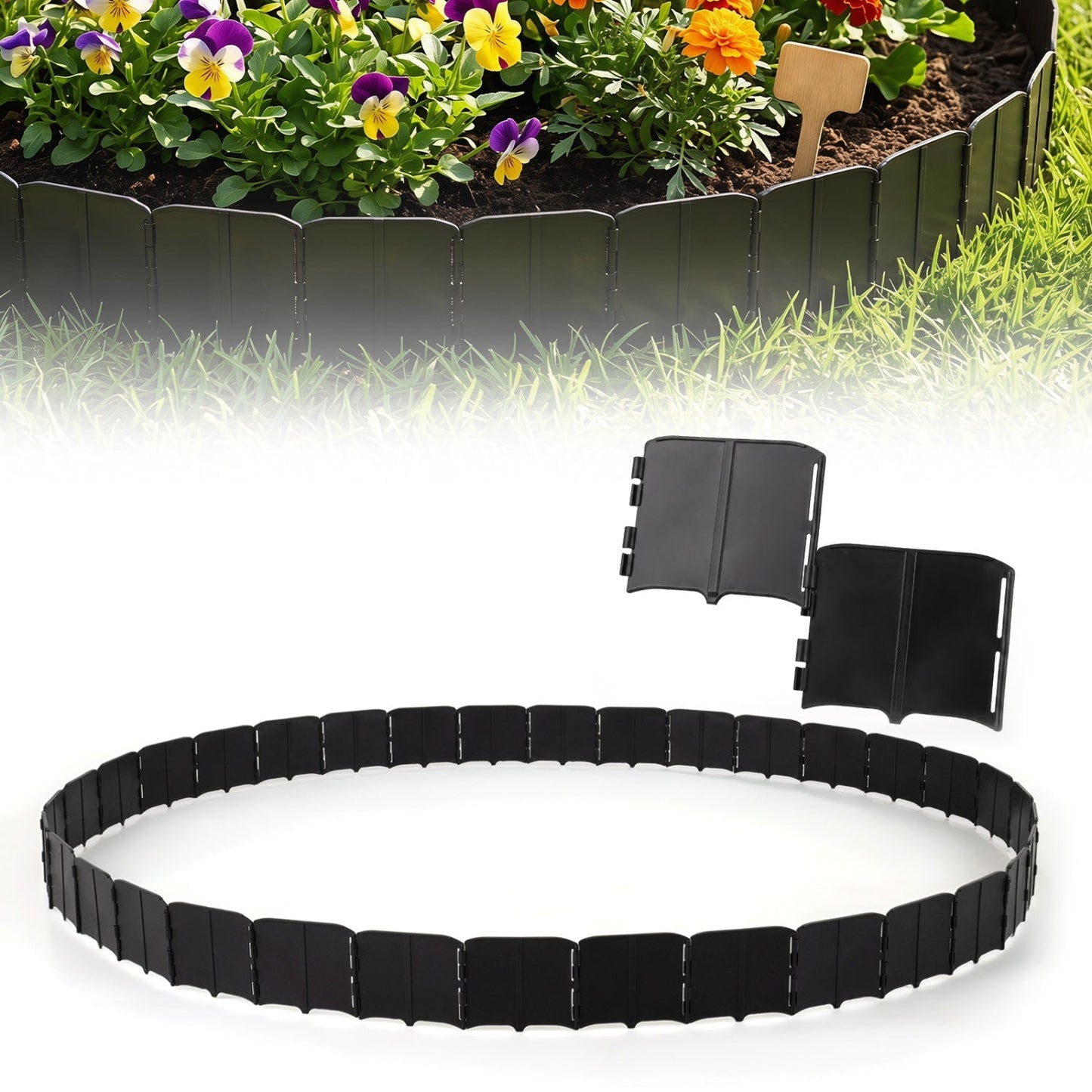 Garden Edging Borders 70-Piece Interlocking No-Dig Set