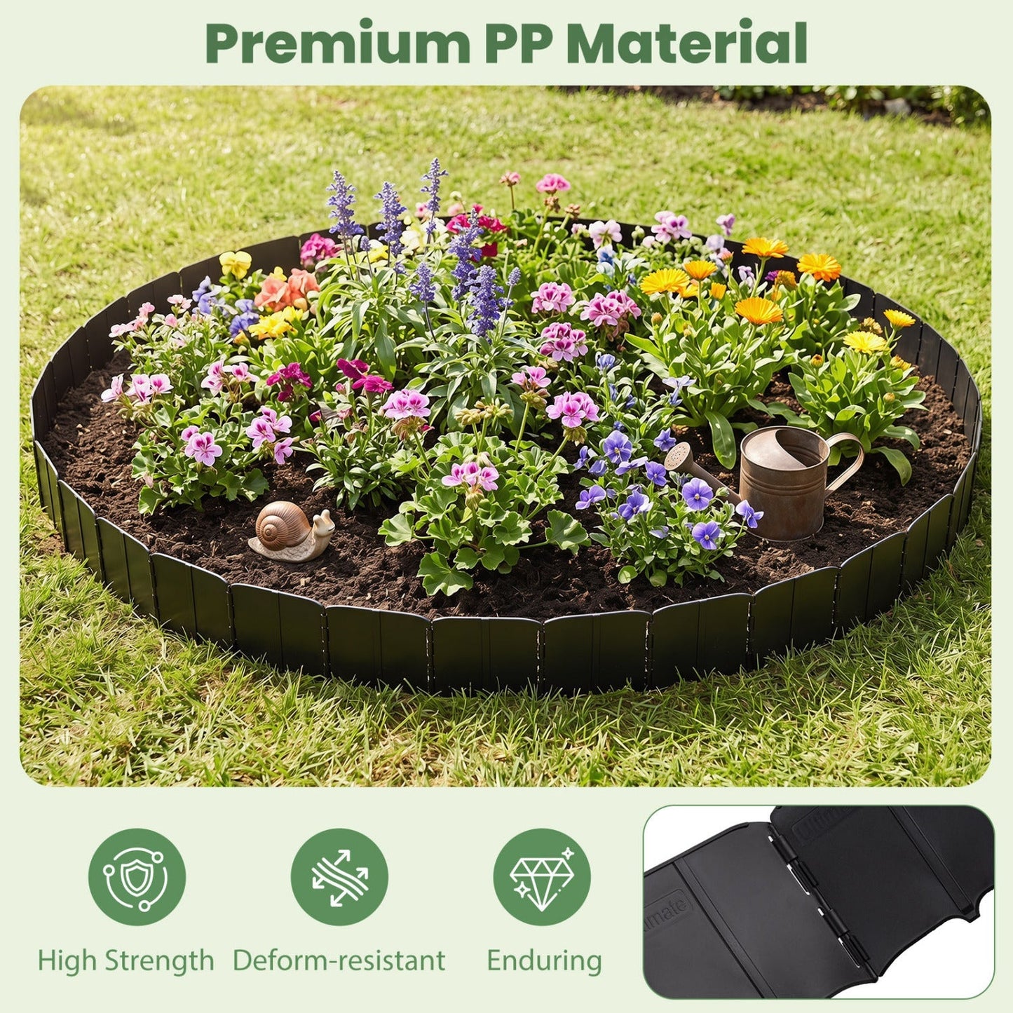 Garden Edging Borders 70-Piece Interlocking No-Dig Set