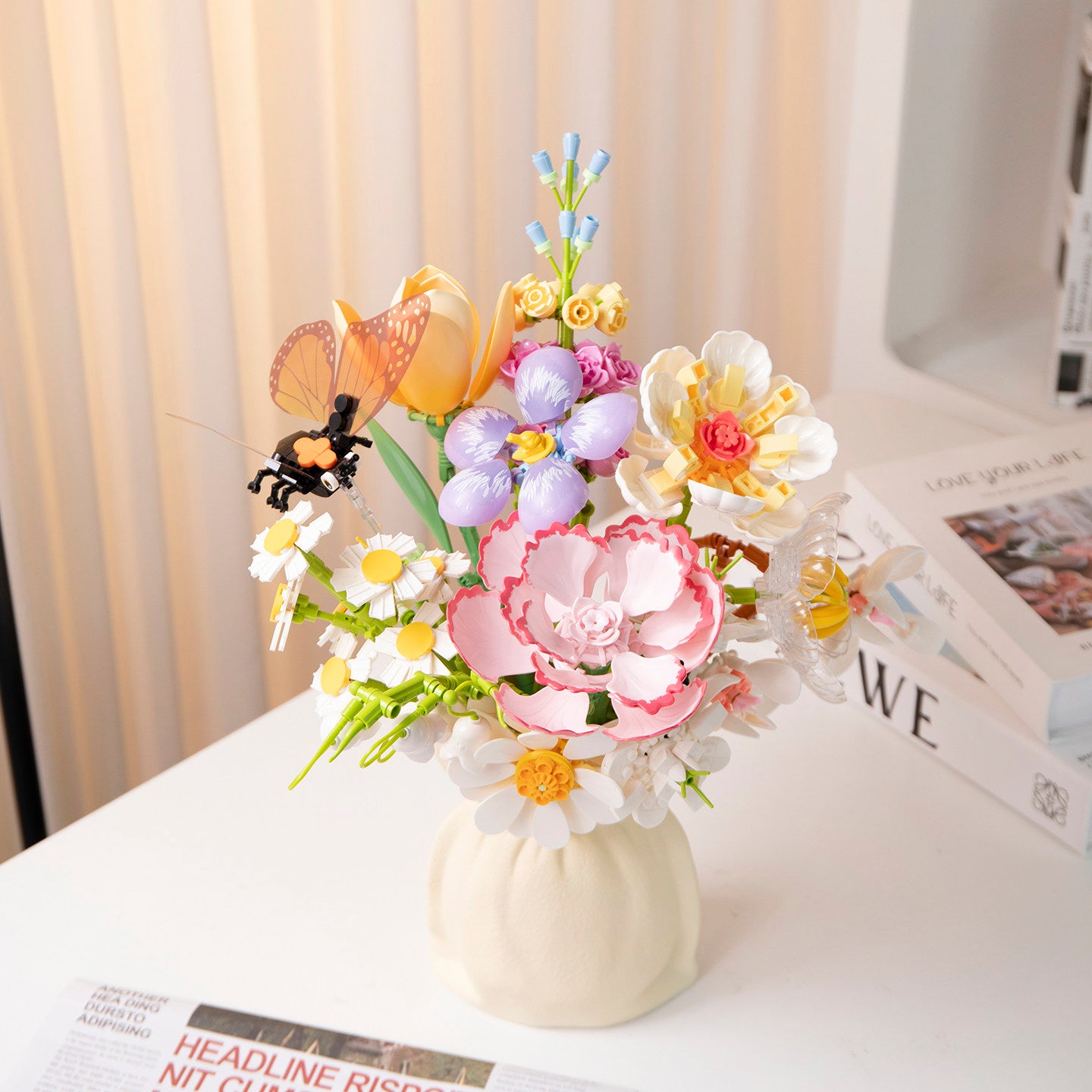 Eternal Flower Building Blocks Set with Vase
