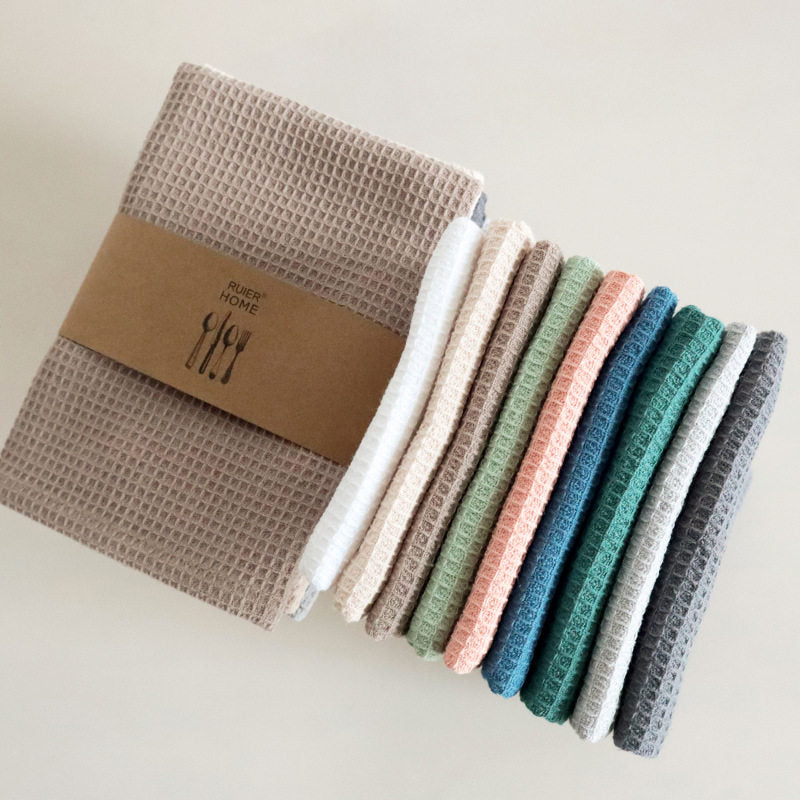Plain-colored waffle-weave dishcloth