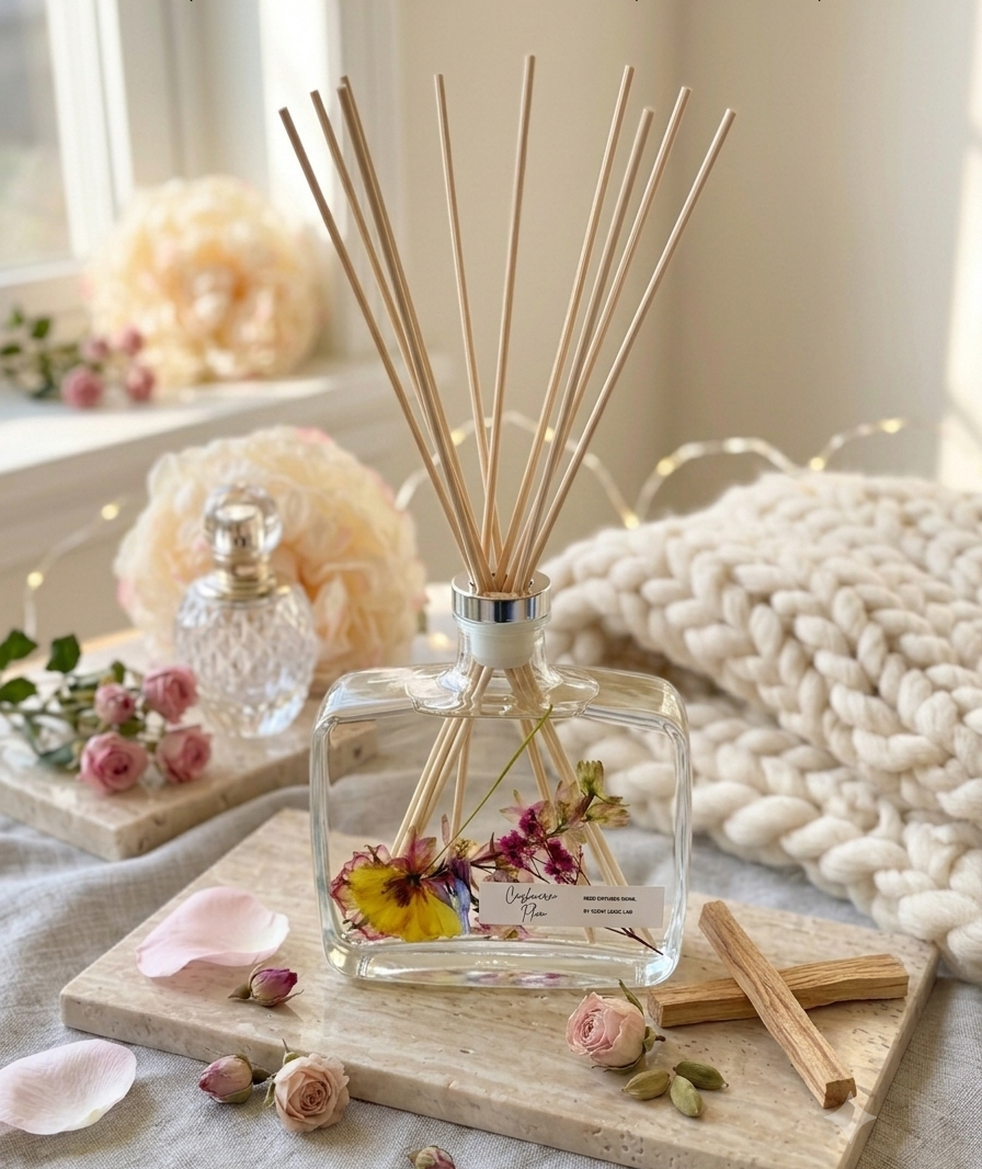 Handmade Botanical Reed Diffuser 12 OZ - Premium Aromatherapy Decor