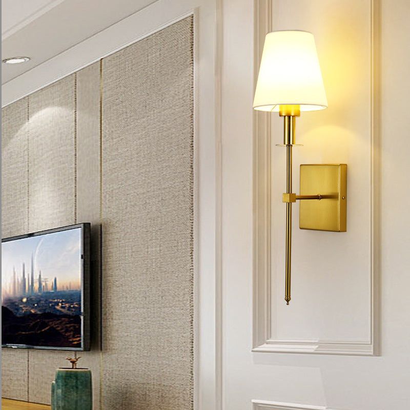 American Style Fabric Wall Lamp for Bedroom and Hotel