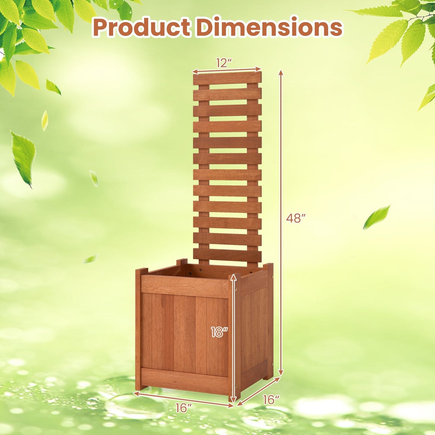 Outdoor Wooden Raised Garden Bed with Trellis