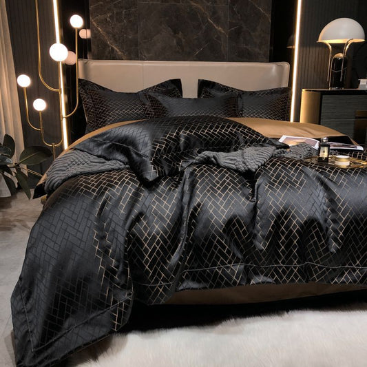 Jacquard Cotton Fitted Bed Sheet Set Baroque Pattern