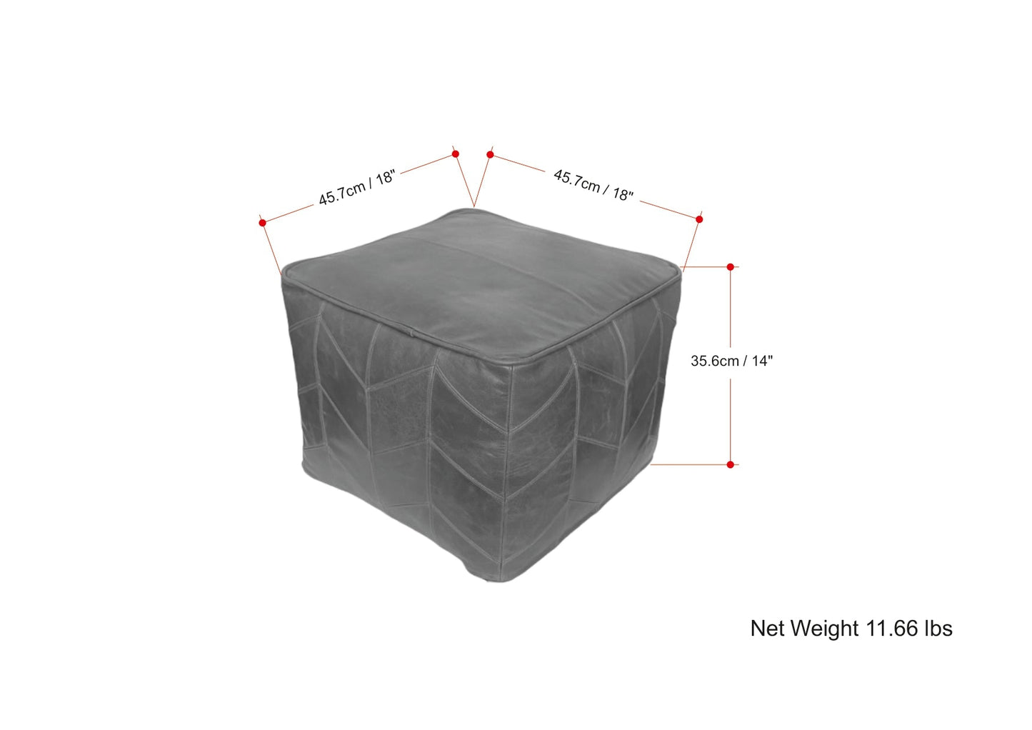 Morden 18 Inch Wide Square Pouf