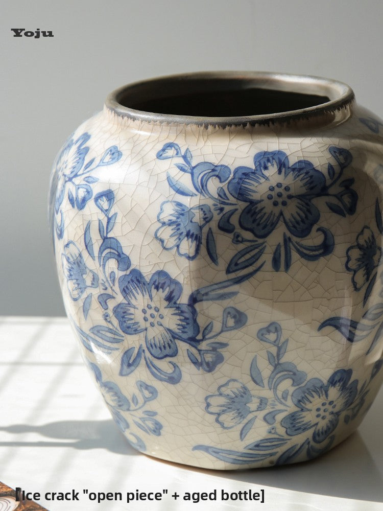 Blue and White Ceramic Vase for Home Decor