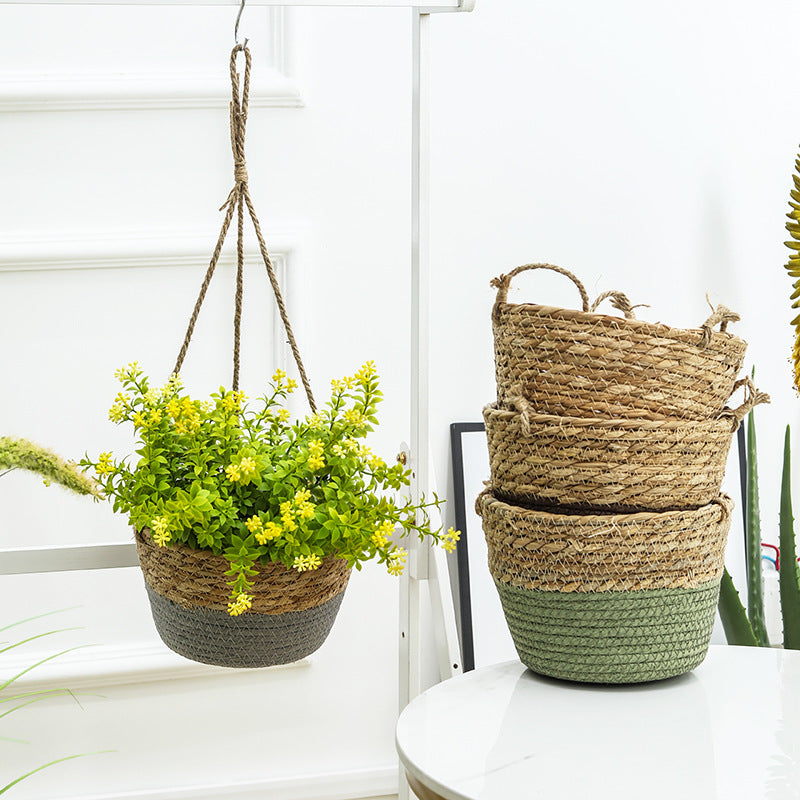 straw flowerpot
