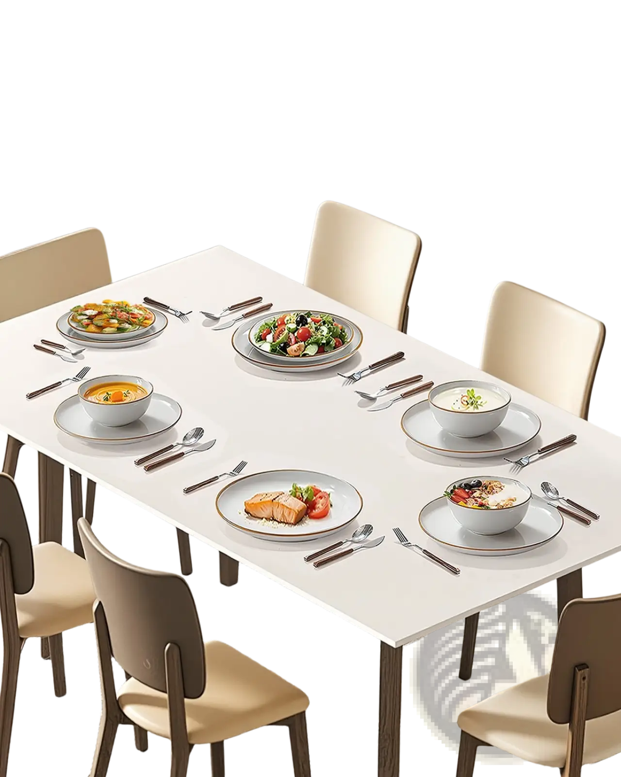 18 Piece White Ceramic Dinnerware Set with Gold Rim