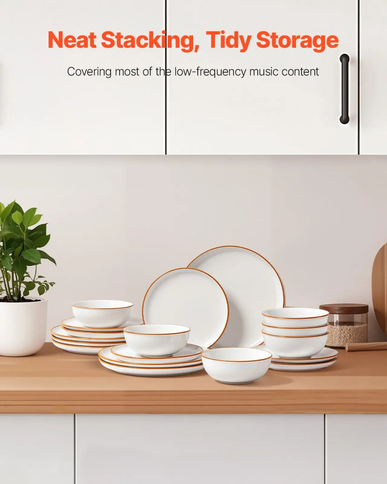 18 Piece White Ceramic Dinnerware Set with Gold Rim