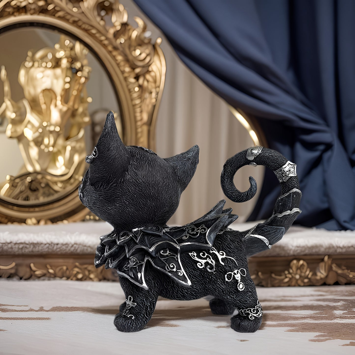 Mysterious Black Cat Resin Ornament